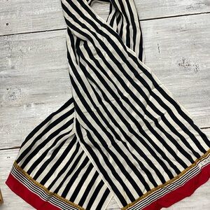 Vintage silk Echo Striped Scarf with Red and Gold Details